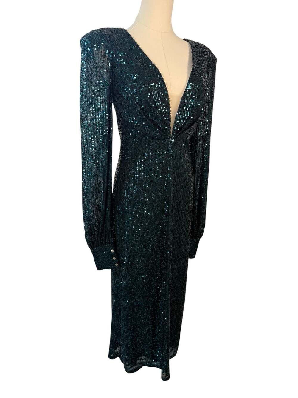 Ieena for Mac Duggal Sequin Long Sleeve Midi Dress Size 4